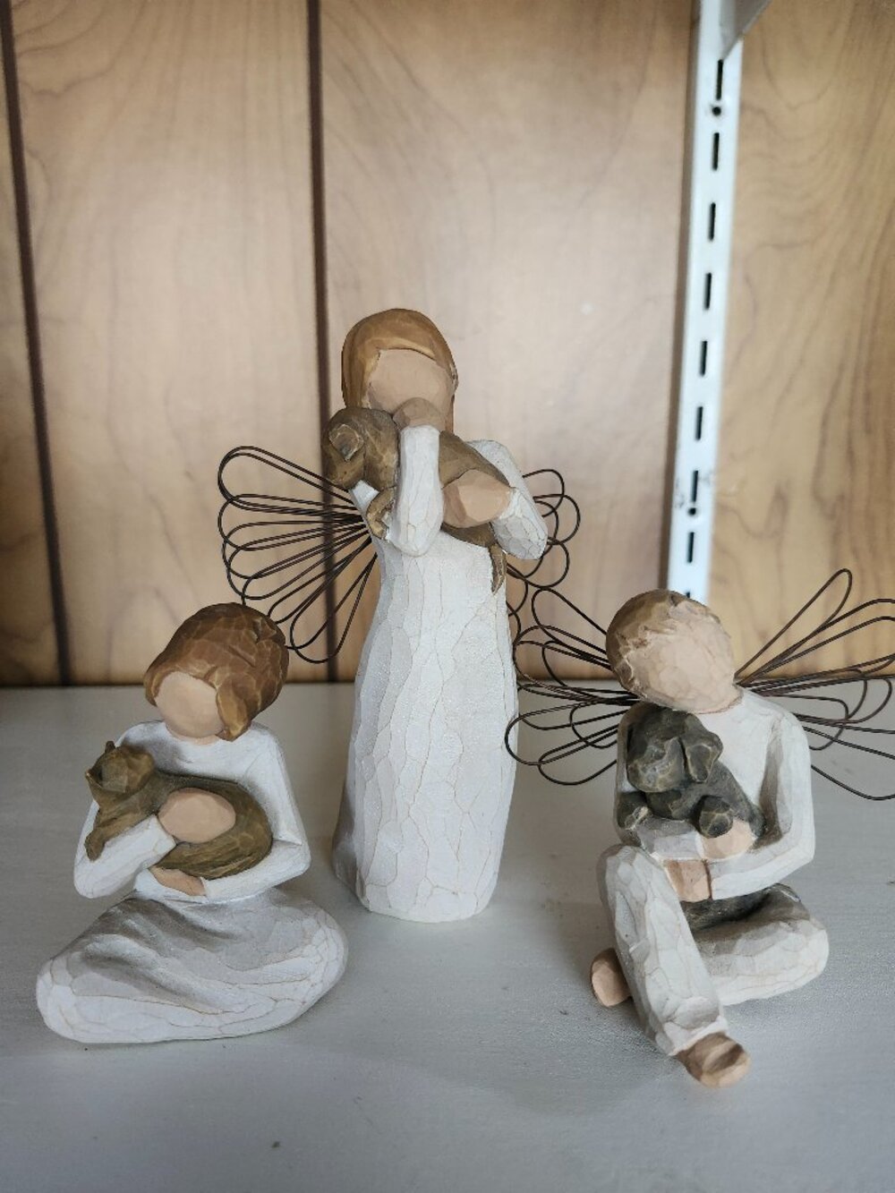 Lot of 3 Willow Tree Animal Figurines Angel Statues with Pets Dogs Cat